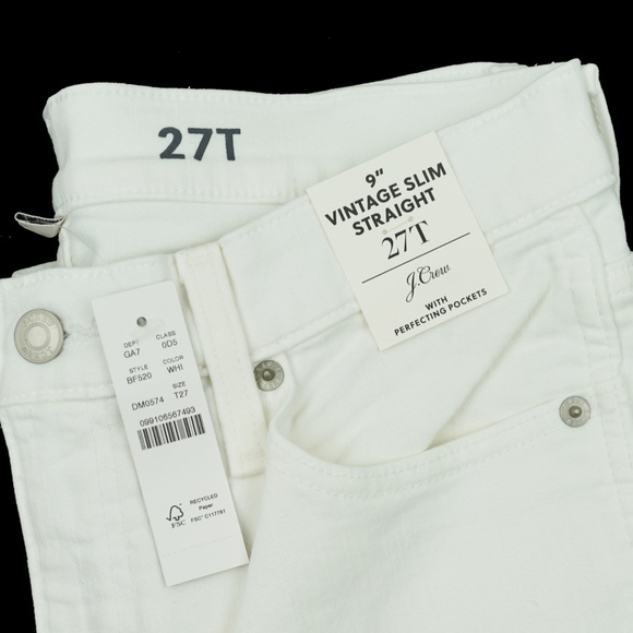 New JCREW Size 27 T Tall 27T 9" Vintage Slim-Straight Jean White Wash $128 BF520 - Picture 6 of 6